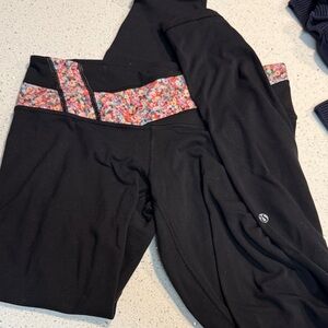 Lululemon Athletica Black Leggings with Floral Accent